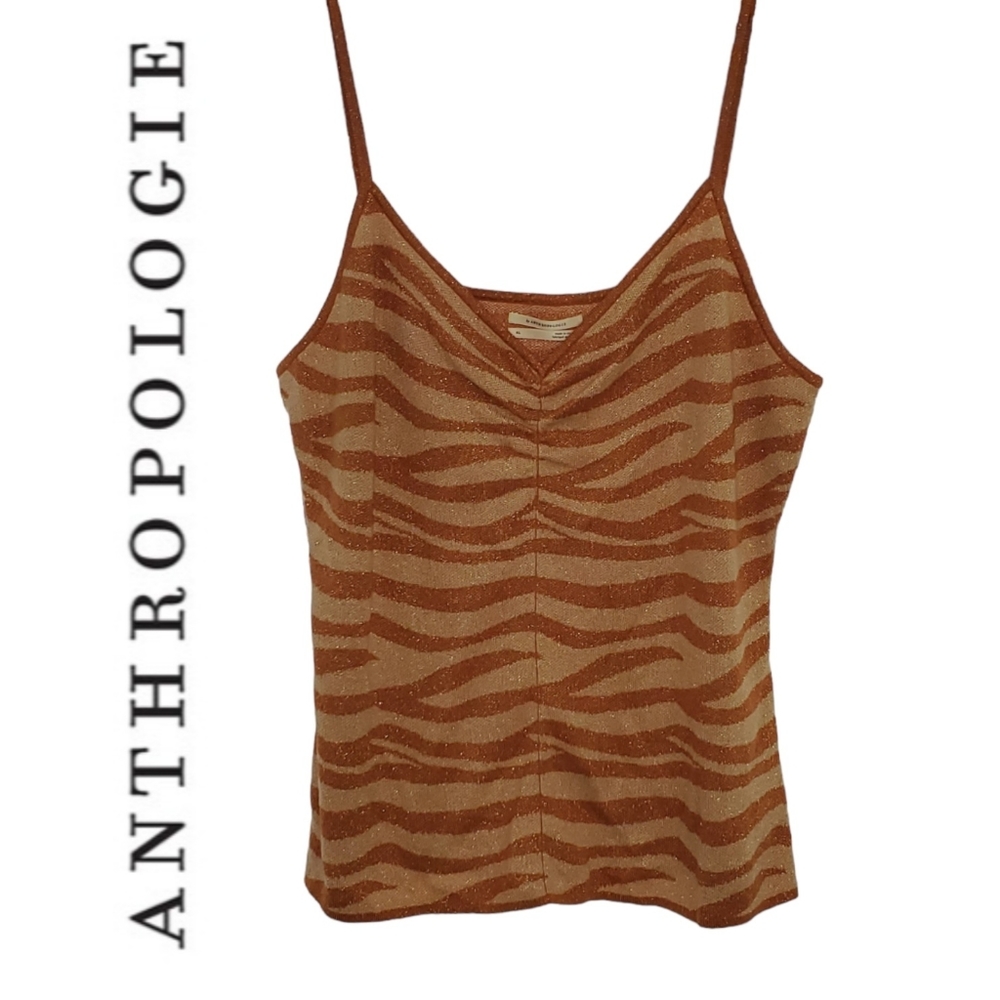 Anthropologie Cora Striped Shimmer Knit Tank